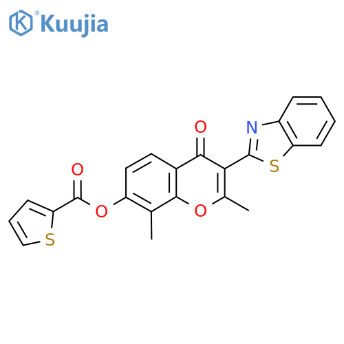 3-(1,3-benzothiazol-2-yl)-2,8-dimethyl-4-oxo-4H-chromen-7-yl thiophene-2-carboxylate structure