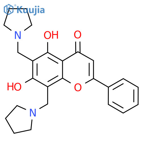 5,7-dihydroxy-2-phenyl-6,8-bis(pyrrolidin-1-yl)methyl-4H-chromen-4-one structure