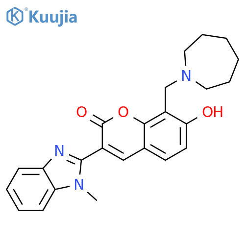 8-[(azepan-1-yl)methyl]-7-hydroxy-3-(1-methyl-1H-1,3-benzodiazol-2-yl)-2H-chromen-2-one structure