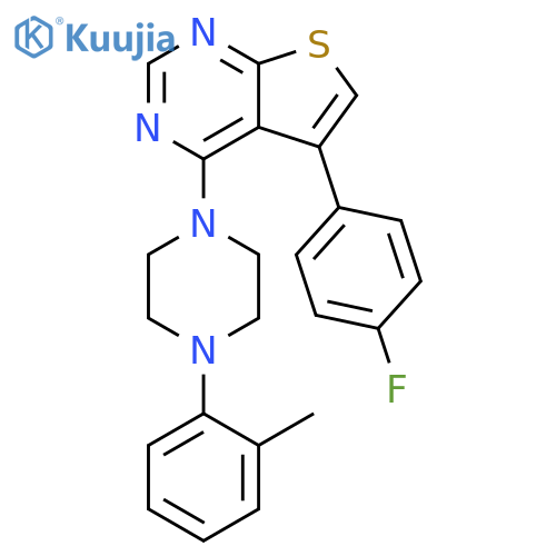 1-5-(4-fluorophenyl)thieno2,3-dpyrimidin-4-yl-4-(2-methylphenyl)piperazine structure
