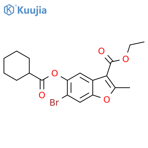 ethyl 6-bromo-5-(cyclohexanecarbonyloxy)-2-methyl-1-benzofuran-3-carboxylate structure