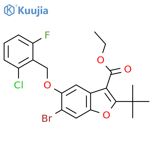 ethyl 6-bromo-2-tert-butyl-5-(2-chloro-6-fluorophenyl)methoxy-1-benzofuran-3-carboxylate structure