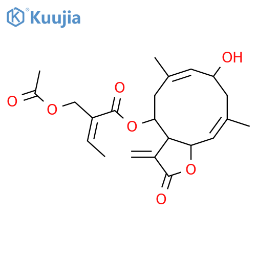 (3aR,4R,6E,8S,10E,11aR)-8-hydroxy-6,10-dimethyl-3-methylidene-2-oxo-2,3,3a,4,5,8,9,11a-octahydrocyclodeca[b]furan-4-yl (2Z)-2-[(acetyloxy)methyl]but-2-enoate structure