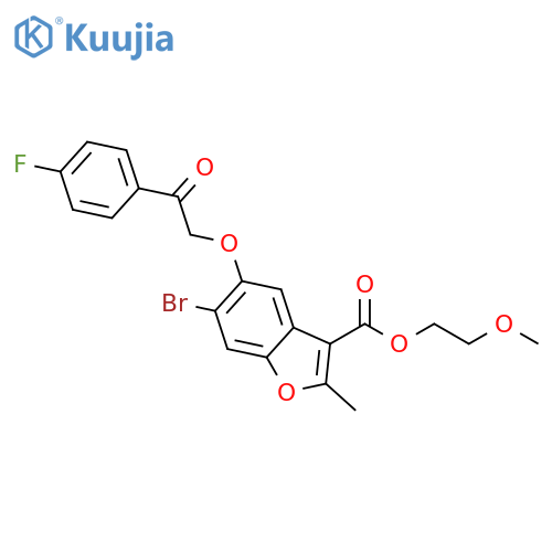 2-methoxyethyl 6-bromo-5-2-(4-fluorophenyl)-2-oxoethoxy-2-methyl-1-benzofuran-3-carboxylate structure