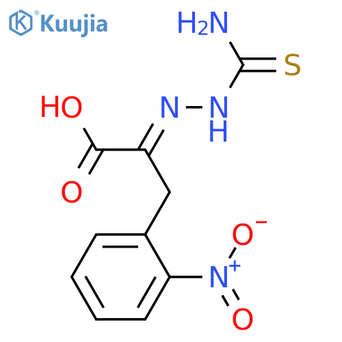 (E)-2-(2-carbamothioylhydrazono)-3-(2-nitrophenyl)propanoic acid structure