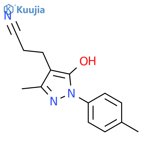 3-5-Hydroxy-3-methyl-1-(4-methylphenyl)-1H-pyrazol-4-ylpropanenitrile structure
