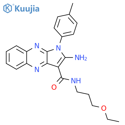 2-amino-N-(3-ethoxypropyl)-1-(4-methylphenyl)-1H-pyrrolo2,3-bquinoxaline-3-carboxamide structure