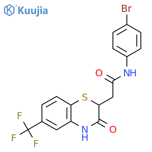 N-(4-bromophenyl)-2-3-oxo-6-(trifluoromethyl)-3,4-dihydro-2H-1,4-benzothiazin-2-ylacetamide structure