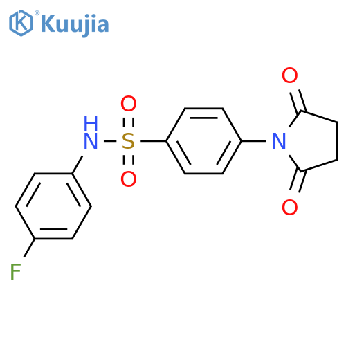 4-(2,5-dioxopyrrolidin-1-yl)-N-(4-fluorophenyl)benzene-1-sulfonamide structure