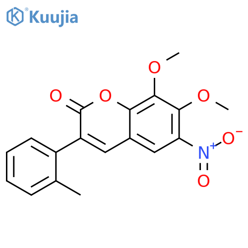 2H-1-Benzopyran-2-one, 7,8-dimethoxy-3-(2-methylphenyl)-6-nitro- structure