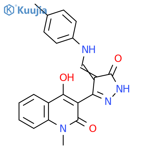2(1H)-Quinolinone,3-[4,5-dihydro-4-[[(4-methylphenyl)amino]methylene]-5-oxo-1H-pyrazol-3-yl]-4-hydroxy-1-methyl- structure