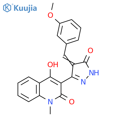 2(1H)-Quinolinone,3-[4,5-dihydro-4-[(3-methoxyphenyl)methylene]-5-oxo-1H-pyrazol-3-yl]-4-hydroxy-1-methyl- structure