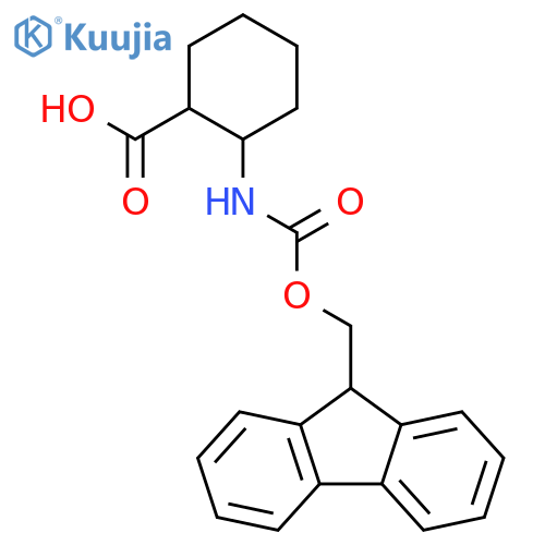 (1R,2R)-2-(9H-fluoren-9-ylmethoxycarbonylamino)cyclohexanecarboxylic acid structure