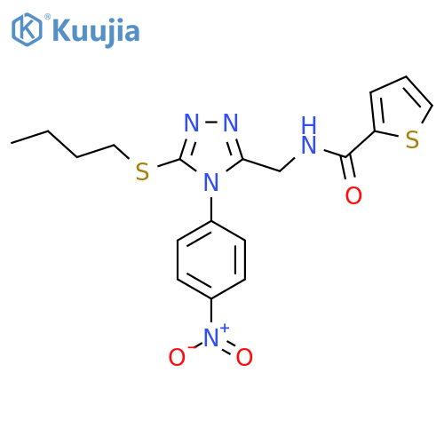 N-{5-(butylsulfanyl)-4-(4-nitrophenyl)-4H-1,2,4-triazol-3-ylmethyl}thiophene-2-carboxamide structure