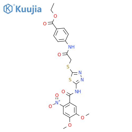 ethyl 4-(2-{[5-(4,5-dimethoxy-2-nitrobenzamido)-1,3,4-thiadiazol-2-yl]sulfanyl}acetamido)benzoate structure
