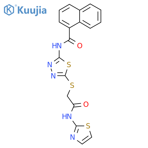 N-5-({(1,3-thiazol-2-yl)carbamoylmethyl}sulfanyl)-1,3,4-thiadiazol-2-ylnaphthalene-1-carboxamide structure