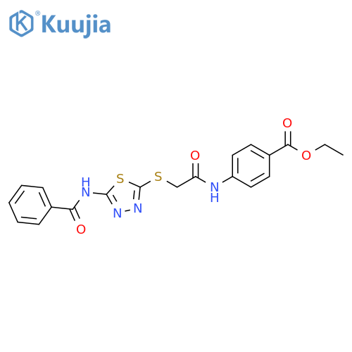 ethyl 4-{2-(5-benzamido-1,3,4-thiadiazol-2-yl)sulfanylacetamido}benzoate structure