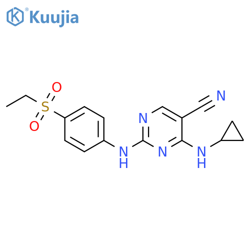 5-Pyrimidinecarbonitrile,4-(cyclopropylamino)-2-[[4-(ethylsulfonyl)phenyl]amino]- structure