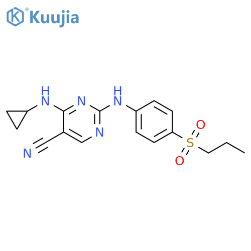 5-Pyrimidinecarbonitrile,4-(cyclopropylamino)-2-[[4-(propylsulfonyl)phenyl]amino]- structure