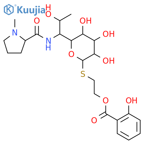 2-({6,8-dideoxy-6-[(1-methylprolyl)amino]octopyranosyl}thio)ethyl 2-hydroxybenzoate structure