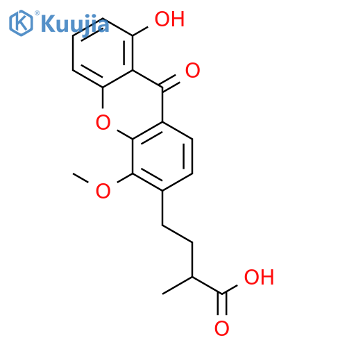 4-(8-hydroxy-4-methoxy-9-oxo-xanthen-3-yl)-2-methyl-butyric acid structure