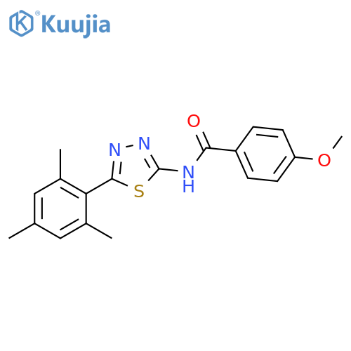 4-methoxy-N-[5-(2,4,6-trimethylphenyl)-1,3,4-thiadiazol-2-yl]benzamide structure
