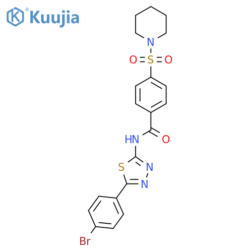 N-5-(4-bromophenyl)-1,3,4-thiadiazol-2-yl-4-(piperidine-1-sulfonyl)benzamide structure