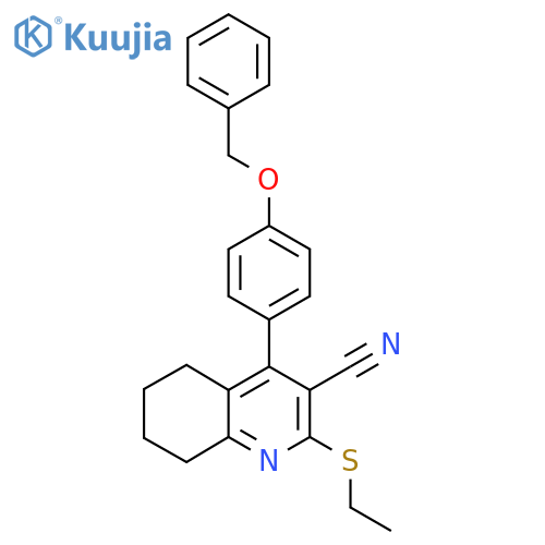 4-4-(benzyloxy)phenyl-2-(ethylsulfanyl)-5,6,7,8-tetrahydroquinoline-3-carbonitrile structure