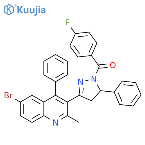 6-bromo-3-[1-(4-fluorobenzoyl)-5-phenyl-4,5-dihydro-1H-pyrazol-3-yl]-2-methyl-4-phenylquinoline structure