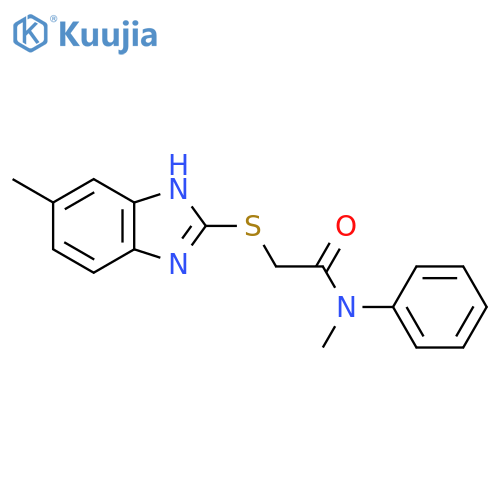 N-methyl-2-(5-methyl-1H-1,3-benzodiazol-2-yl)sulfanyl-N-phenylacetamide structure