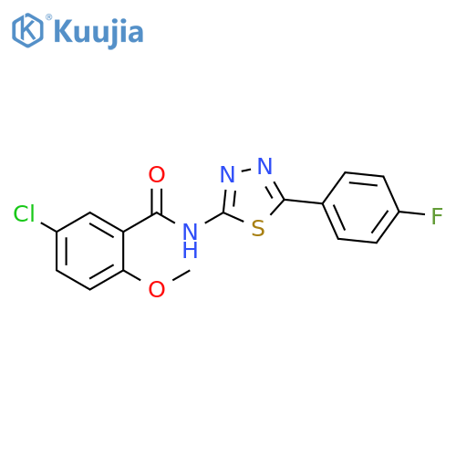 5-chloro-N-5-(4-fluorophenyl)-1,3,4-thiadiazol-2-yl-2-methoxybenzamide structure