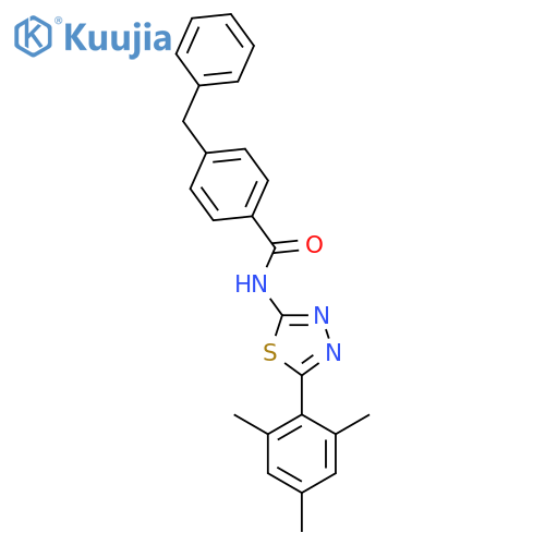 4-benzyl-N-5-(2,4,6-trimethylphenyl)-1,3,4-thiadiazol-2-ylbenzamide structure
