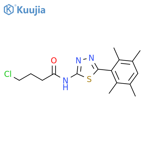 4-chloro-N-5-(2,3,5,6-tetramethylphenyl)-1,3,4-thiadiazol-2-ylbutanamide structure