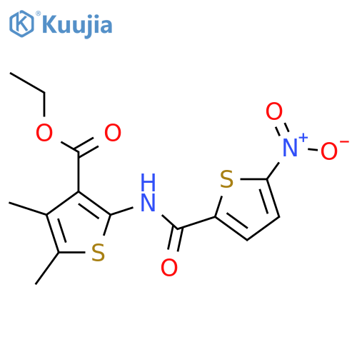 ethyl 4,5-dimethyl-2-(5-nitrothiophene-2-amido)thiophene-3-carboxylate structure