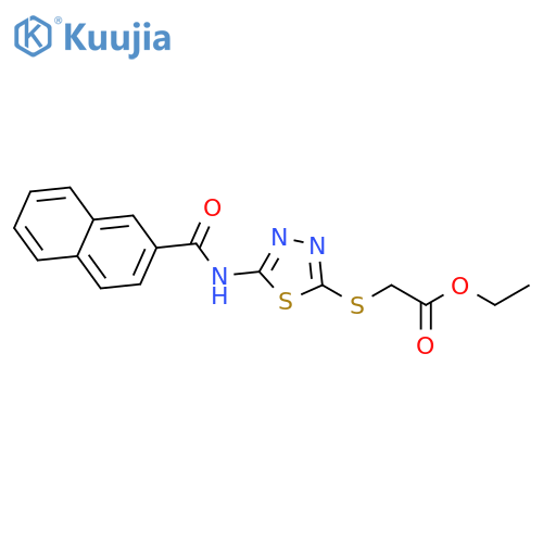 ethyl 2-{5-(naphthalene-2-amido)-1,3,4-thiadiazol-2-ylsulfanyl}acetate structure