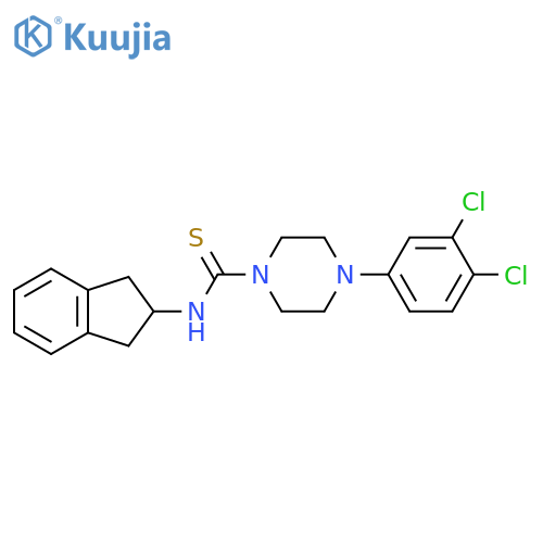 4-(3,4-dichlorophenyl)-N-(2,3-dihydro-1H-inden-2-yl)piperazine-1-carbothioamide structure