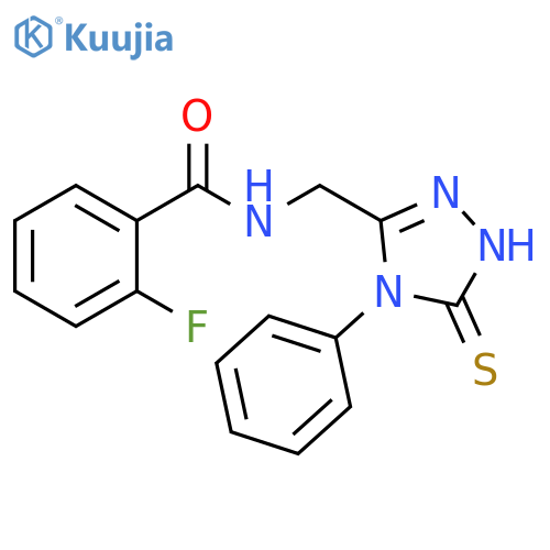 2-fluoro-N-[(4-phenyl-5-sulfanyl-4H-1,2,4-triazol-3-yl)methyl]benzamide structure