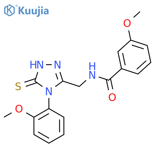 3-methoxy-N-{4-(2-methoxyphenyl)-5-sulfanylidene-4,5-dihydro-1H-1,2,4-triazol-3-ylmethyl}benzamide structure