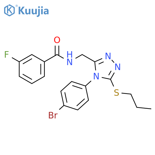 N-{4-(4-bromophenyl)-5-(propylsulfanyl)-4H-1,2,4-triazol-3-ylmethyl}-3-fluorobenzamide structure