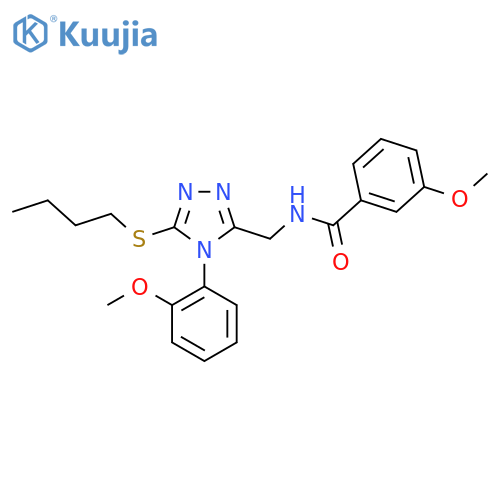 N-{5-(butylsulfanyl)-4-(2-methoxyphenyl)-4H-1,2,4-triazol-3-ylmethyl}-3-methoxybenzamide structure