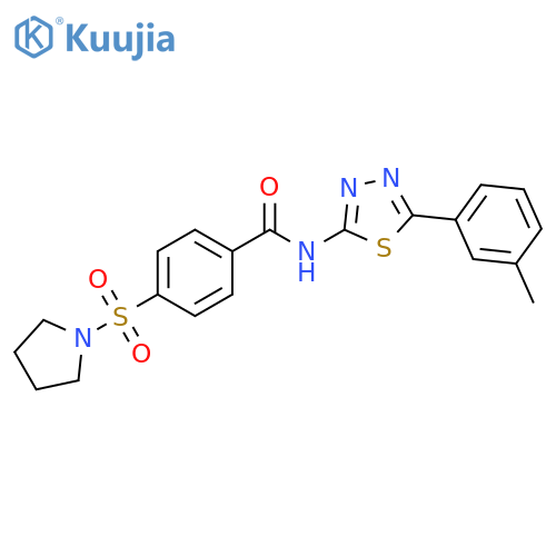 N-5-(3-methylphenyl)-1,3,4-thiadiazol-2-yl-4-(pyrrolidine-1-sulfonyl)benzamide structure