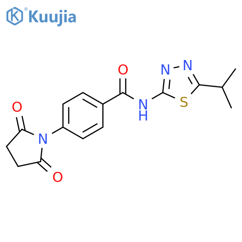4-(2,5-dioxopyrrolidin-1-yl)-N-5-(propan-2-yl)-1,3,4-thiadiazol-2-ylbenzamide structure