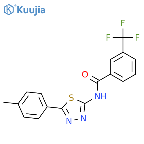 N-5-(4-methylphenyl)-1,3,4-thiadiazol-2-yl-3-(trifluoromethyl)benzamide structure