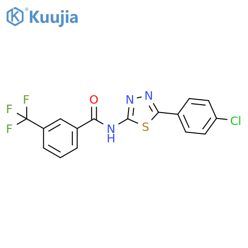 N-[5-(4-chlorophenyl)-1,3,4-thiadiazol-2-yl]-3-(trifluoromethyl)benzamide structure