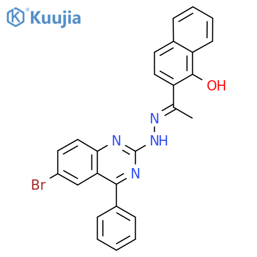 2-(1E)-1-2-(6-bromo-4-phenylquinazolin-2-yl)hydrazin-1-ylideneethylnaphthalen-1-ol structure