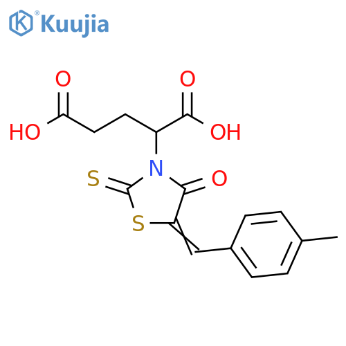 2-(5Z)-5-(4-methylphenyl)methylidene-4-oxo-2-sulfanylidene-1,3-thiazolidin-3-ylpentanedioic acid structure