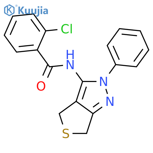 2-chloro-N-{2-phenyl-2H,4H,6H-thieno3,4-cpyrazol-3-yl}benzamide structure