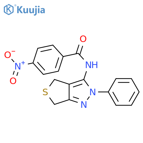 4-nitro-N-{2-phenyl-2H,4H,6H-thieno3,4-cpyrazol-3-yl}benzamide structure