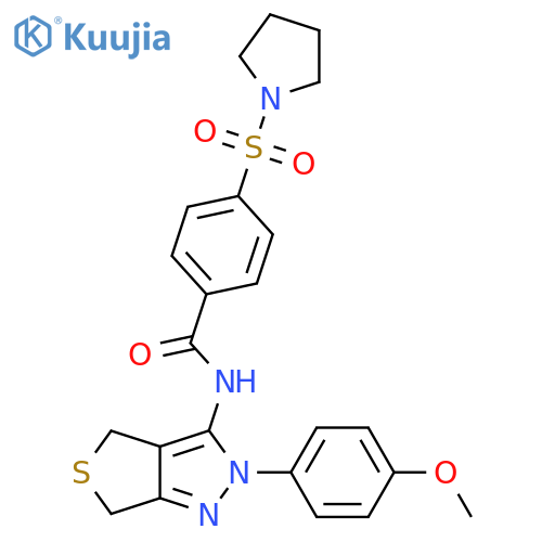N-2-(4-methoxyphenyl)-2H,4H,6H-thieno3,4-cpyrazol-3-yl-4-(pyrrolidine-1-sulfonyl)benzamide structure