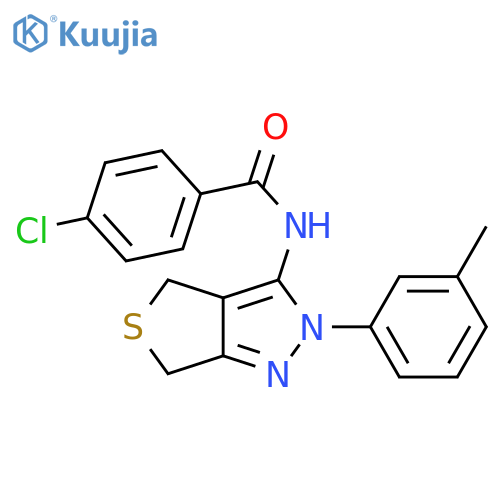 4-chloro-N-2-(3-methylphenyl)-2H,4H,6H-thieno3,4-cpyrazol-3-ylbenzamide structure